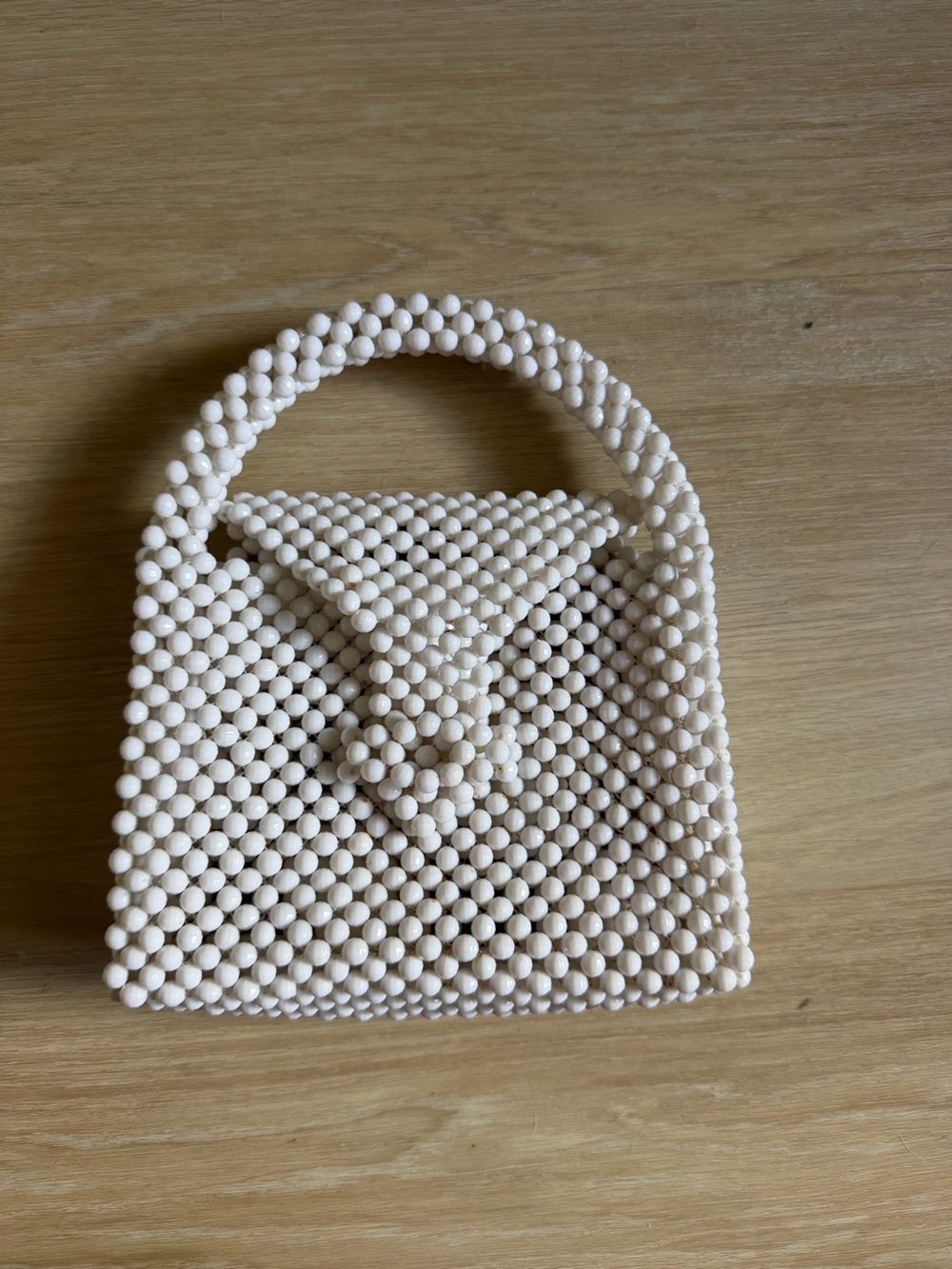 White Beaded Mini Handbag - Elegant Mini Bag